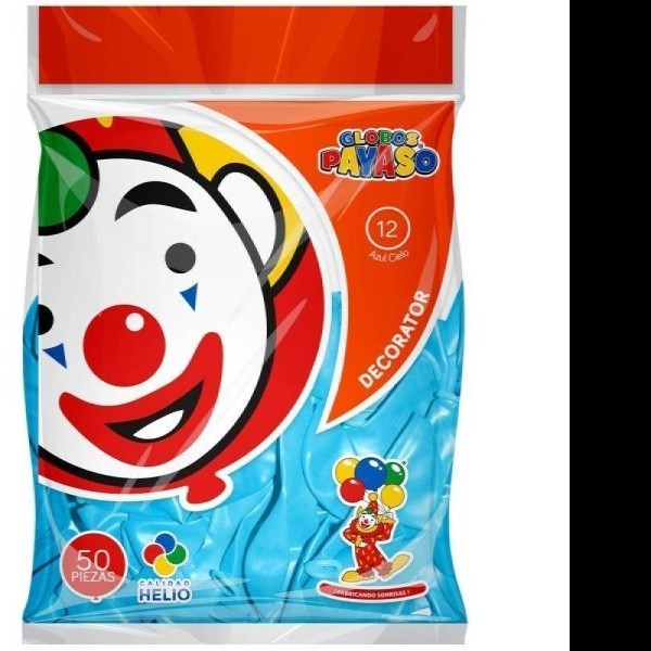 GLOBOS DECORATOR 12 BOLSAS C50 PZAS AZUL CIELO